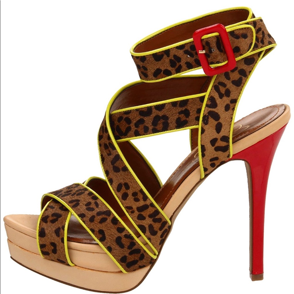 Cheetah Red/ Neon Yellow Jessica Simpson Heel